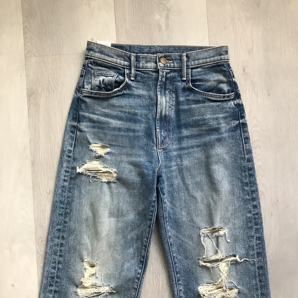 MOTHER DENIM THE LASSO SNEAK DISTRESSED WIDE LEG FRAY WOMENS 26